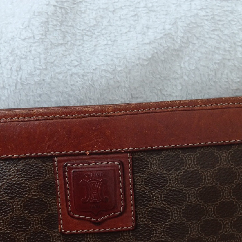 Celine Brown Toiletry Bag with Leather Trim - Picture 8 of 14